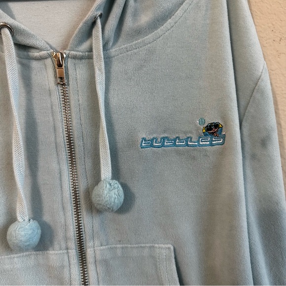 Dolls Kill X Powerpuff Girls Hoodie Zip Up Hooded Velour Sweatshirt Bubbles - Picture 6 of 10